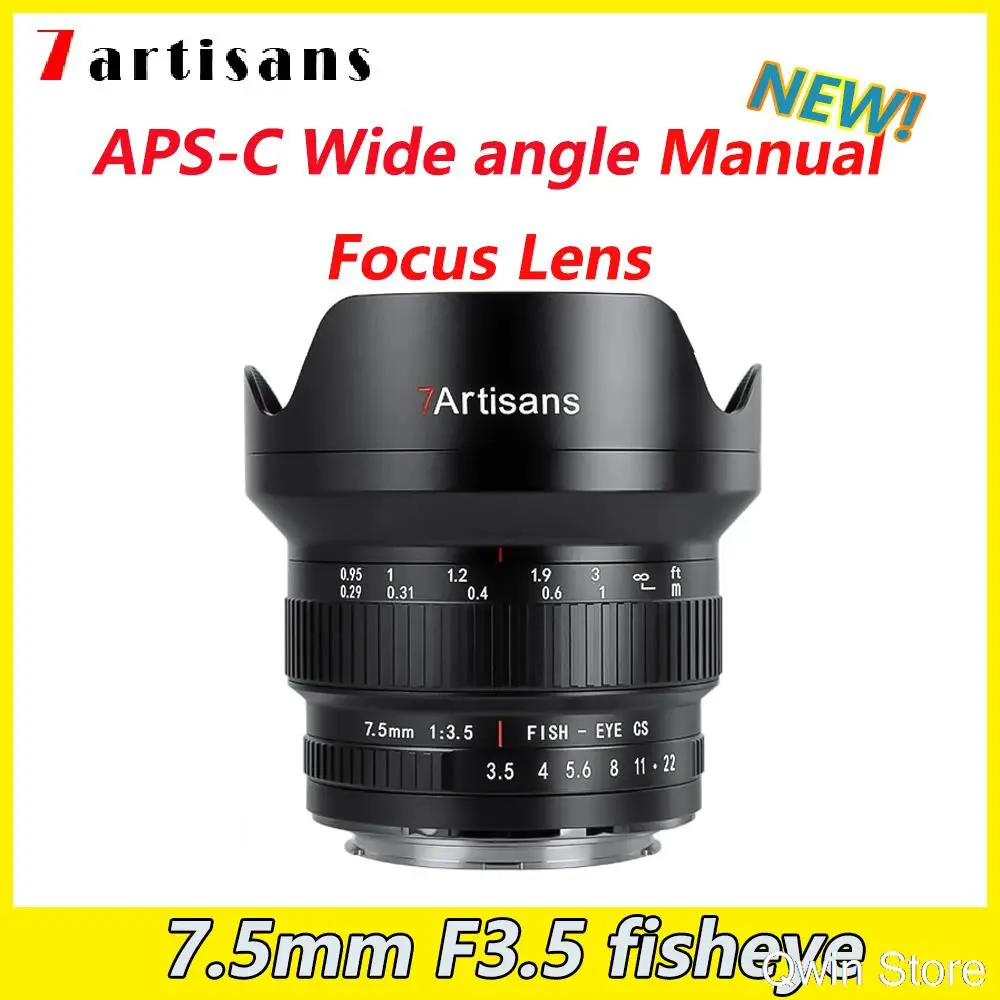 

7Artisans 7.5mm F3.5 fisheye lens APS-C Wide angle Manual Focus Lens for Canon EF Nikon F DSLR Mount Cameras