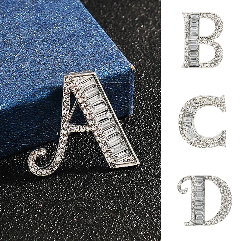 

New Letters Brooch Charms Pins Silver Color Plated Pin Fashion Elegant Brooch English Symbol Design Coat Suit Collar Pin Gifts
