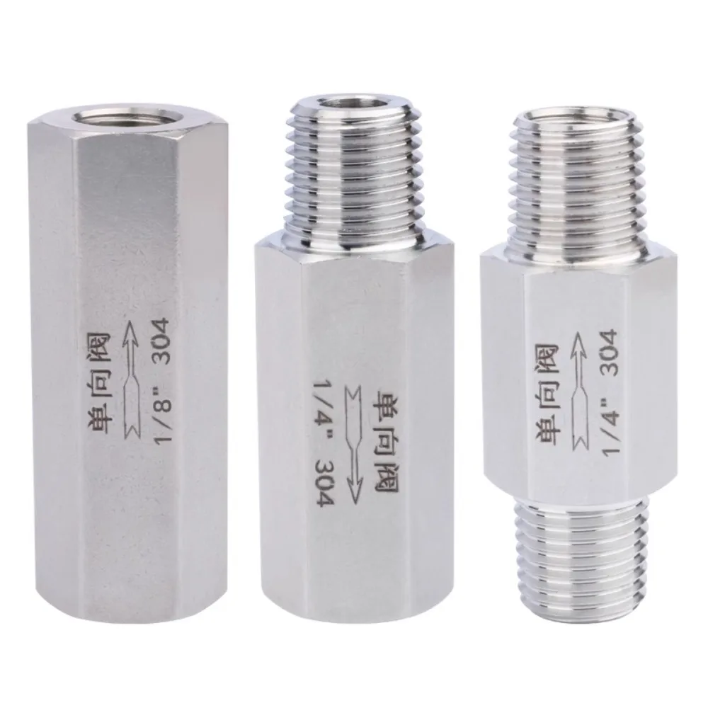 

1/8 1/4 3/8 1/2 3/4 1" BSP NPT Мужской Женский Шестигранный односторонний обратный клапан Возвратный ряд 304 316 Нержавеющая сталь Вода Газ Масло