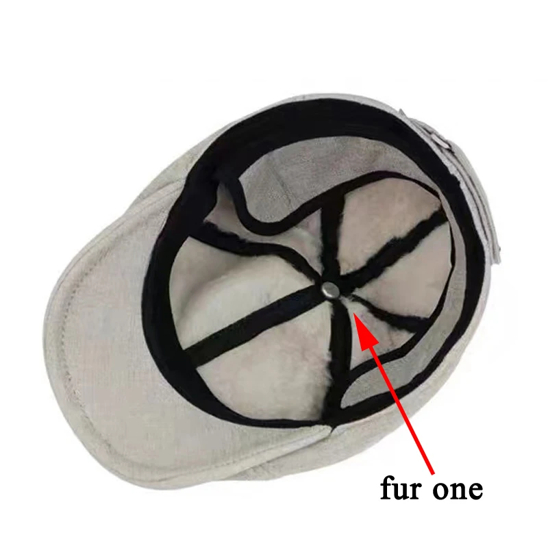 Зимние мужские теплые береты Кожаная шапка с мехом для мужчин меховыми вставками