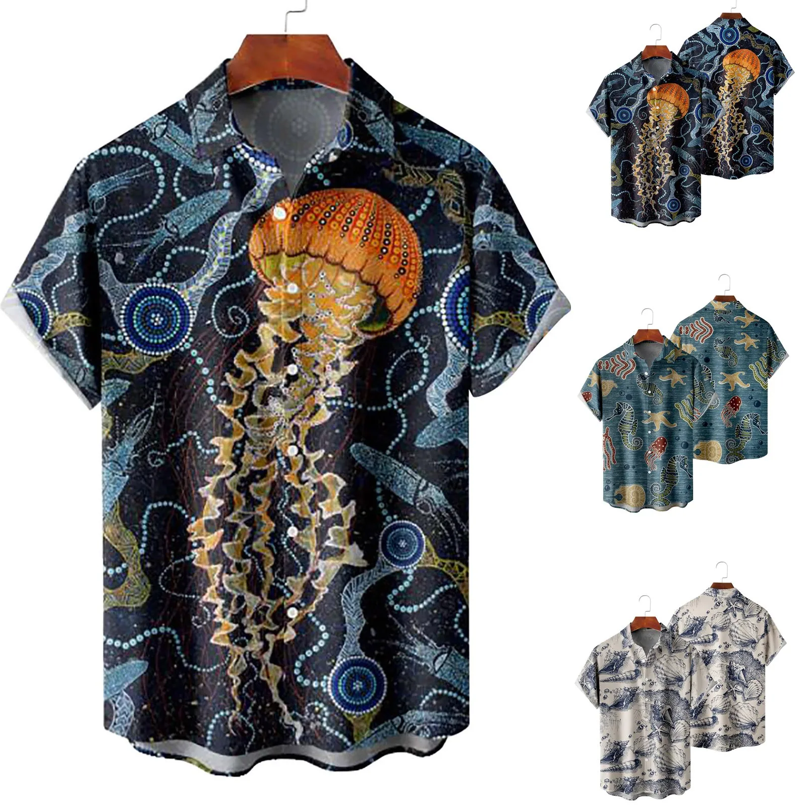 

Long Sleeve Top Men Mens Printed Hawaiian Shirts Short Sleeve Button Down Beach Shirts Shirt For Man Blue Turn Baggy Shirts