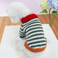 retro puppy clothes autumn winter strips knitted jumper coat for small medium dogs chiwawa kitten crochet clothing pets sweaters