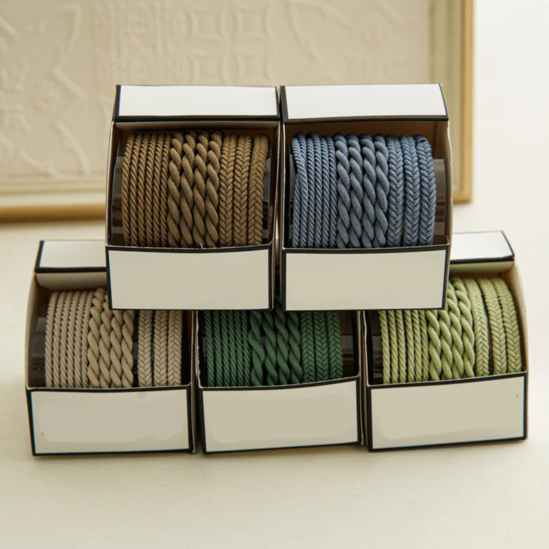 

Simple 10-pieces Braided Hair Scrunchies Set Handmade Woven Colorful Hair Rope 10Pcs High Elastic Rubber Bands For Women