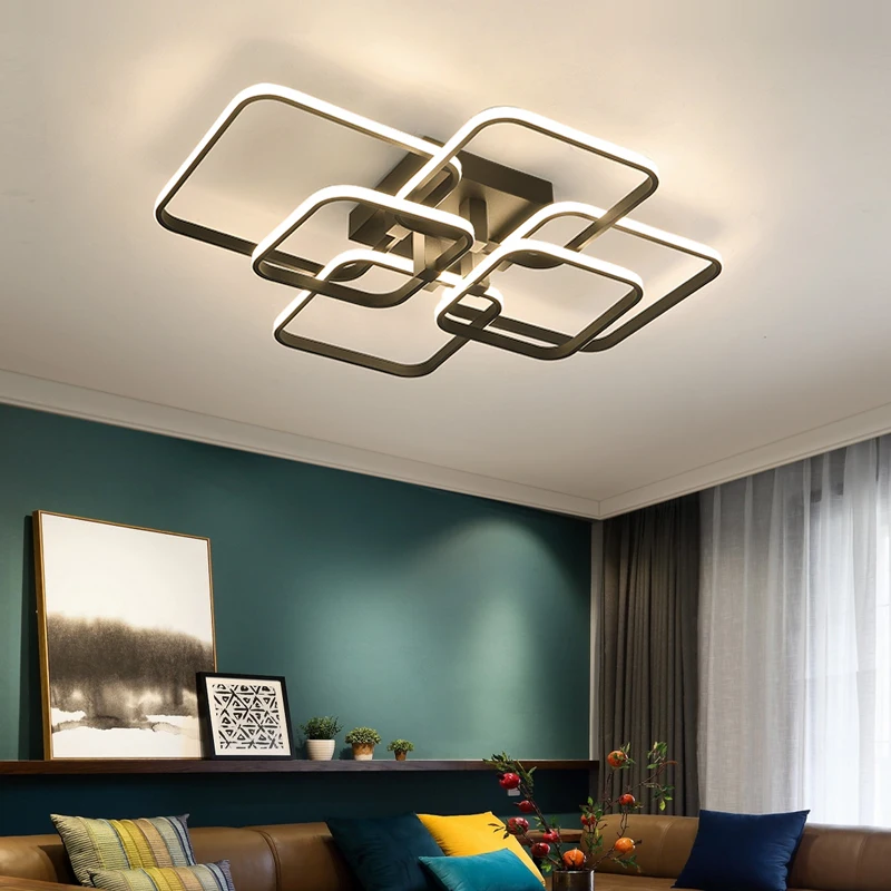 

Nordic Black Minimalist Square Lamps and Lanterns 4/6/8 Led Ceiling Lamps Can Be Remote Control Dimming White Ceiling Lamps
