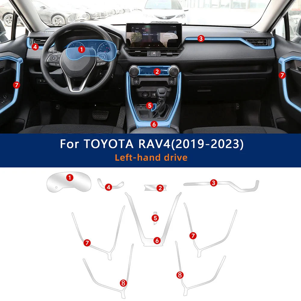 

Для TOYOTA RAV4 2019-2023 салон автомобиля, центральная консоль, прозрачная защитная пленка из ТПУ, ремонтная пленка против царапин, аксессуары для ремонта