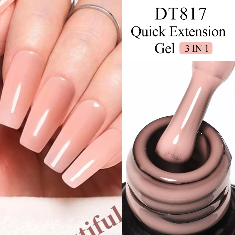 MEET ACROSS 7 мл Гель-лак для быстрого наращивания ногтей телесного цвета розовый