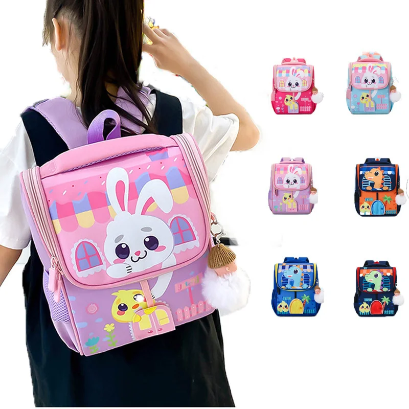 

Children's Cute Backpack Cartoon Rabbit Printed Van Kindergarten Backpack Waterproof Super Light Male Treasure Schoolbag