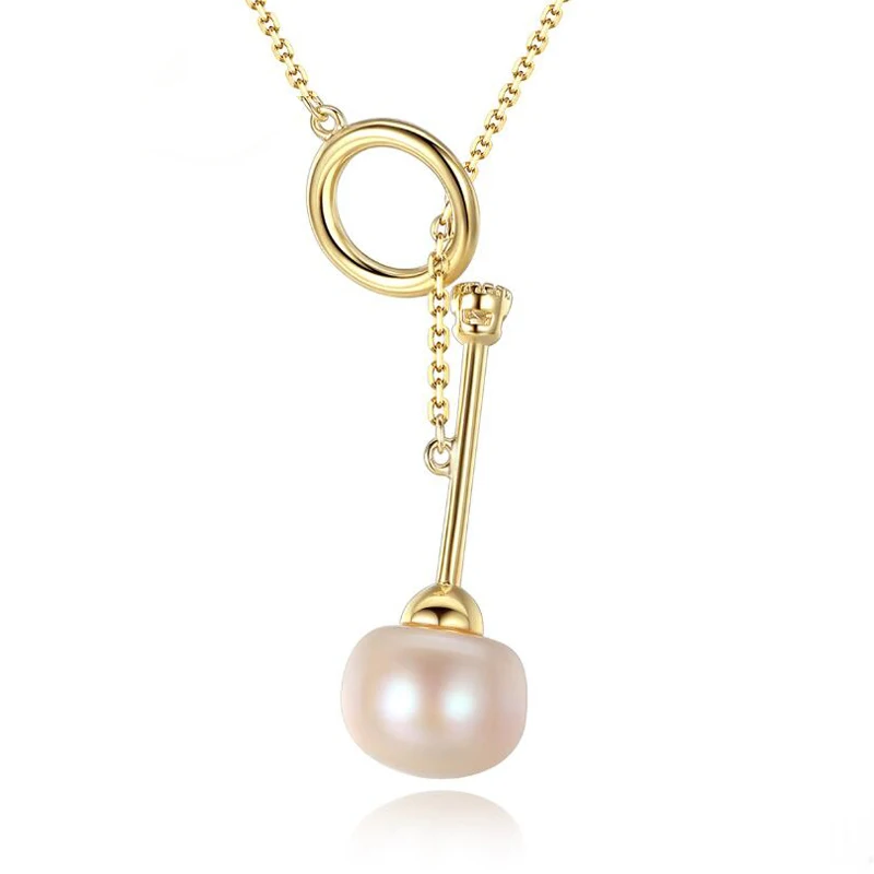 

MeiBaPJ настоящий пресноводный жемчуг Простой золотой символ кулон ожерелье 925 твердый Серебряный ювелирные изделия для женщин