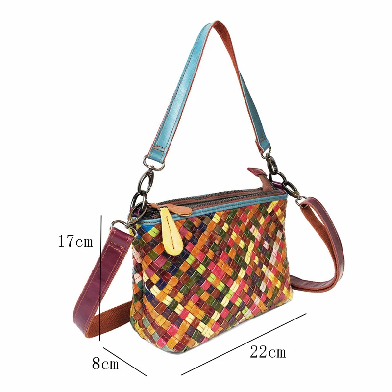 Annmouler Fashion Bag for Women Cow Leather Shoulder Bag Weave Crossbody Bag Luxury Genuine Leather Purses with 2 Strap