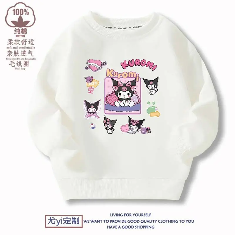 

2023 New Spring and Autumn Kawaii Sanrio Anime Kuromi Kids Cotton Sweater Cute Cartoon Boys Girls Casual Children's Clothes
