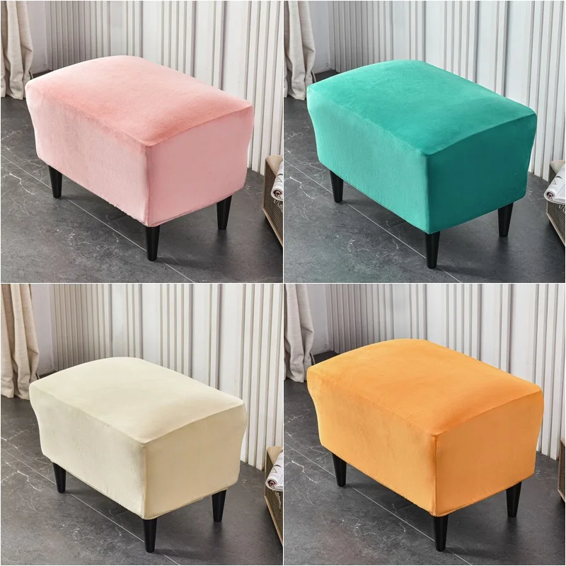

Rectangular Footrest Slipcover Stretch Velvet Dustproof Footstool Soft Nordic Style Couch Covers Sofa Furniture Protection Cover