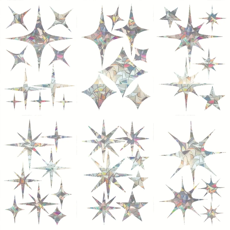 

Anti-Collision Star Window Stickers 42pcs/6 sheets Electrostatic Alert Decals