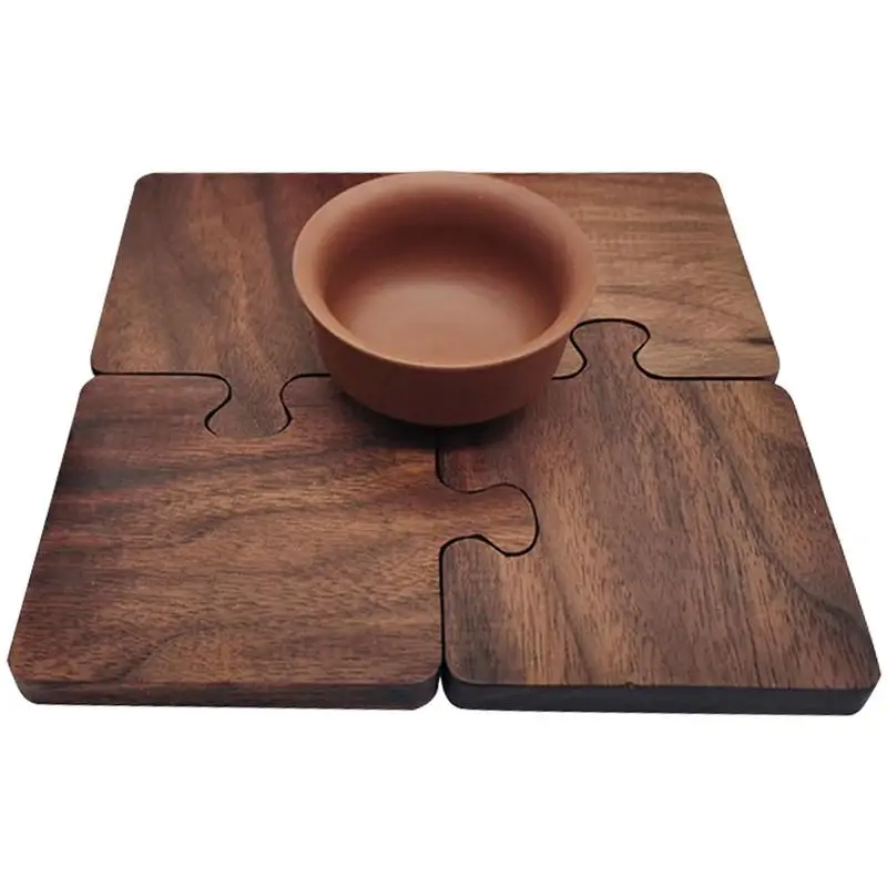 

Деревянная подставка для чашки, 4 шт., подставка для чашки, изолированная форма пазла, подставка для чашки, элегантная натуральная текстура, подставка для напитков для баров, гостиной