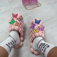 women funny litchi bubble ball slippers sof eva thick bottom indoor home slippers flats couples men platform slides beach shoes