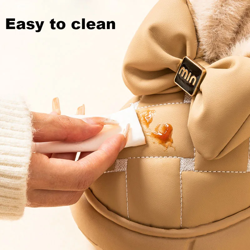 Модные домашние плюшевые тапочки с бантом женские зимние на платформе мягкой