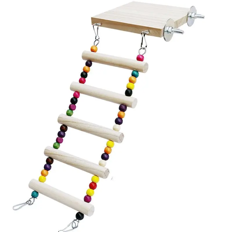

Parrot Toy Rainbow Swing Exercise Toy Hamster Parrot Parrot Wooden Bird Ladder Stairs Funny Pet Toy