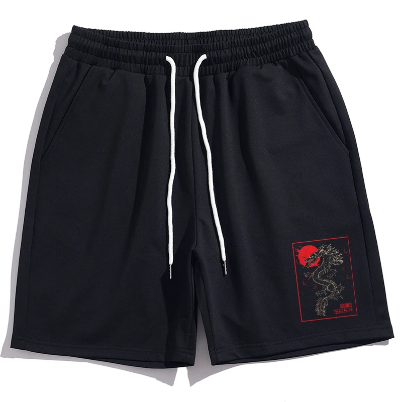 2022 летние мужские повседневные шорты хлопковые бермуды с китайским драконом и
