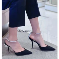 2022 new fashion women shoes rhinestone pink suede pointed toe stiletto pumps beautiful high heels handmade to order size 34 42