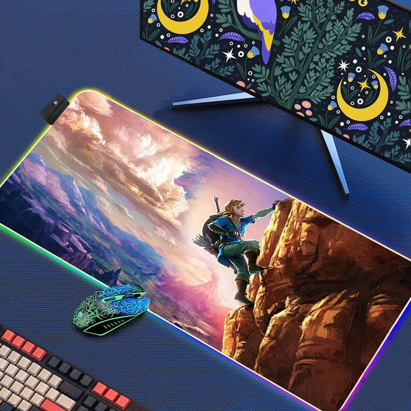 

Zeldaes Cute Mouse Pad With Rgb Backlit Mat Mousepad Anime Desk Carpet Computer Table Gaming Pc Gamer Keyboard Deskpad Mause Xxl
