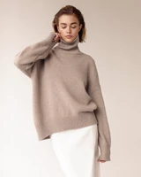2022 winter warm knitted womens turtleneck sweater oversize long batwing sleeve loose sweaters female autumn ladies pullover