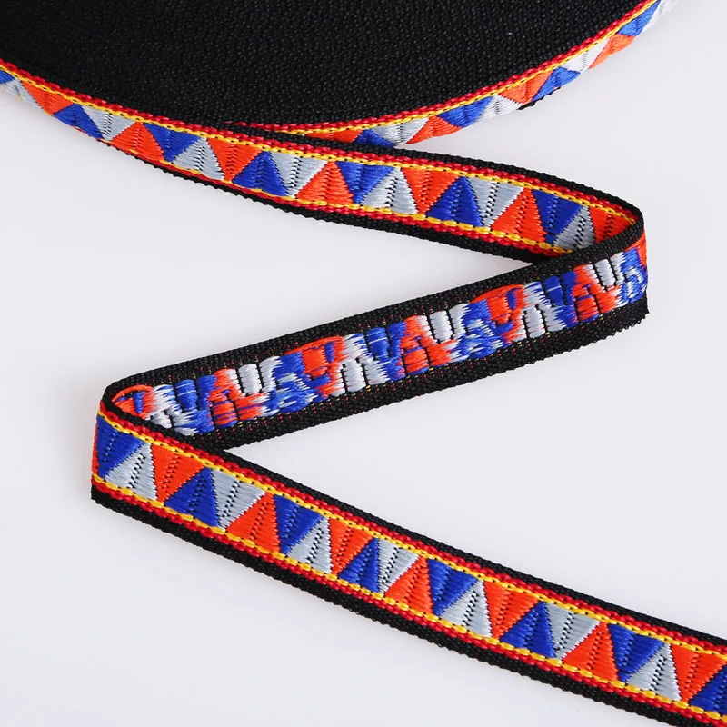 

5 ярдов 20 мм 3/4 дюйма Сапфировая серая оранжевая треугольная жаккардовая лента