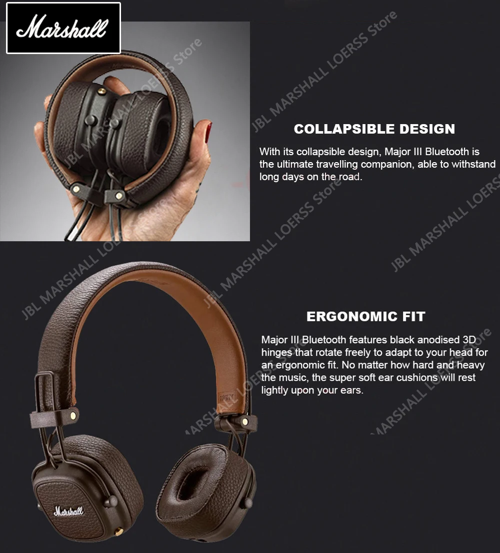 Беспроводные Bluetooth-наушники Marshall MAJOR III оригинальная Складная спортивная