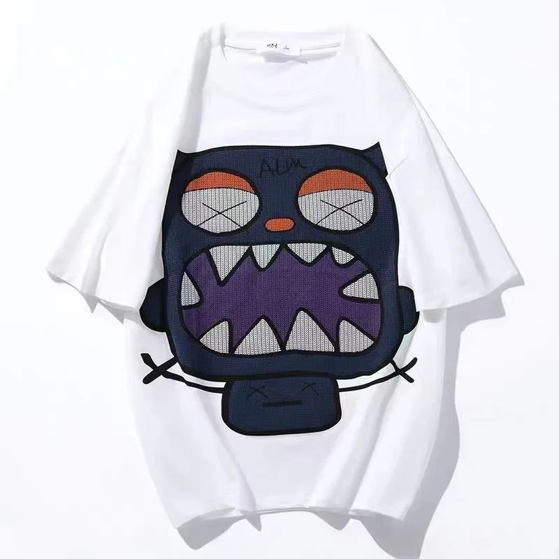 

Parent Child Clothing Cotton Contrast Color Cartoon Printed Short Sleeve T-shirt Casual 2022 Summer Children's Top