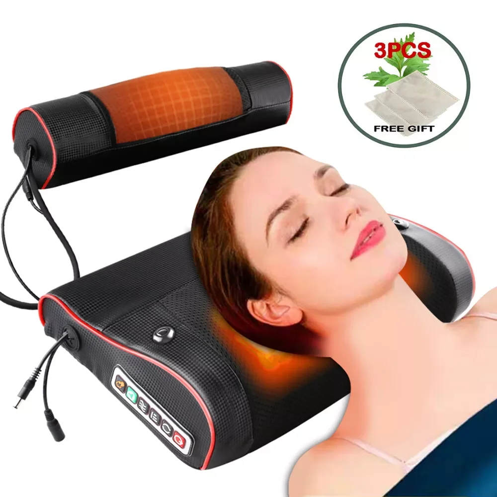 

2 IN 1 Head Neck Massage Pillow Back Heating Kneading Infrared therapy shiatsu Massager