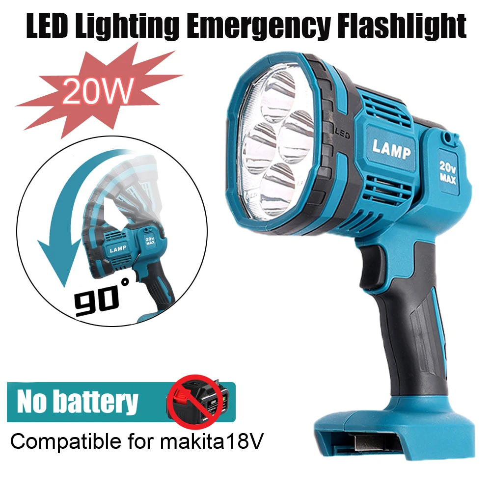 

Перезаряжаемый фонарик для экстренного освещения, складной уличный литиевый фонарь высокой мощности для ночной рыбалки с батареей Makita