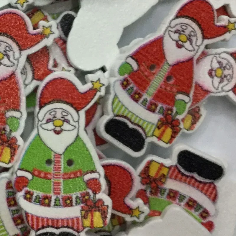 

50PCS DIY 2 Holes Wooden Buttons Wood Christmas Decorative Cartoon Handmade Scrapbooking for Craft Supplies Sewing Accessories