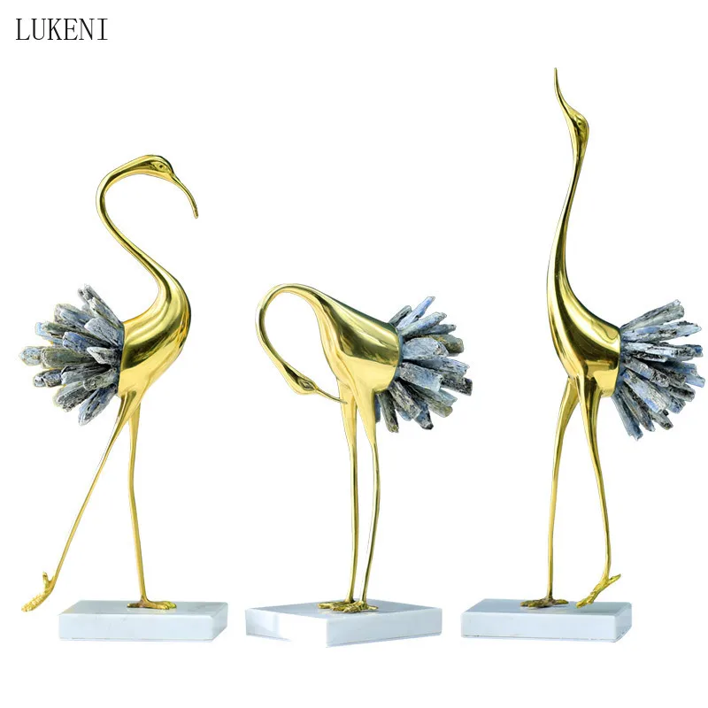 

Light Luxury Furnishing New Chinese Style Crane Crystal Home Decoration Living Room Porch TV Cabinet Model