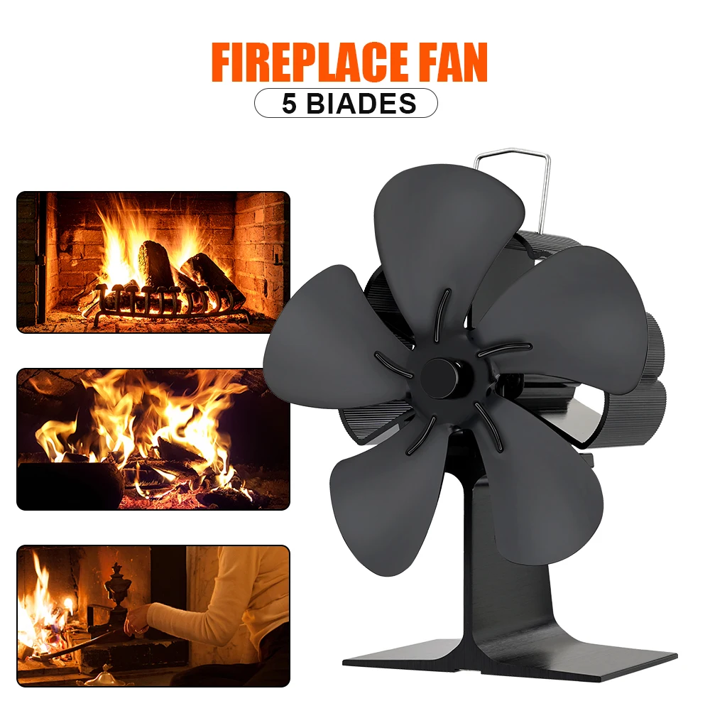 Best 5 sayfa şömine fanı ısı ile çalışan baca fanı güç yüksek hava hacmi sirkülasyon brülör eko sessiz Fan ahşap soba pervanesi