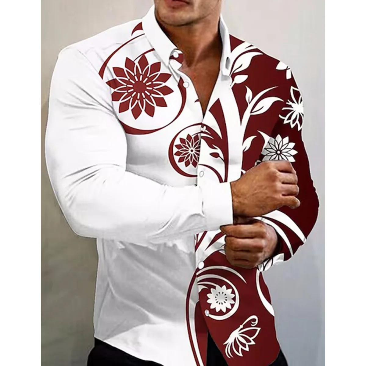 

Fashion Shirts For Men Casual Flowers 3d Print Autumn Oversized Long Sleeve Button Top Street Original Design Men Shirt Clothing