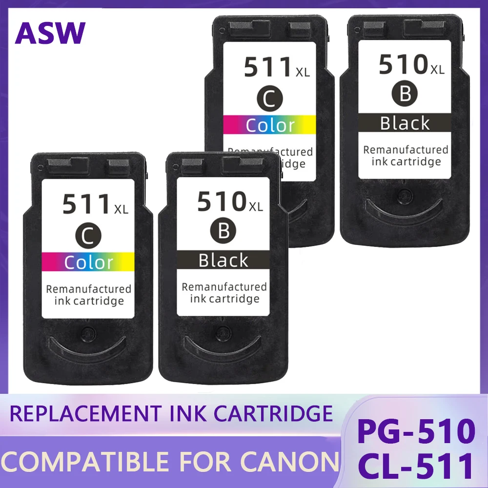 

ASW pg510 cl511 Replacement for Canon pg-510 pg 510 cl 511 Ink Cartridge Pixma mp250 mp280 IP2700 MP240 MP270 MP480 MX320