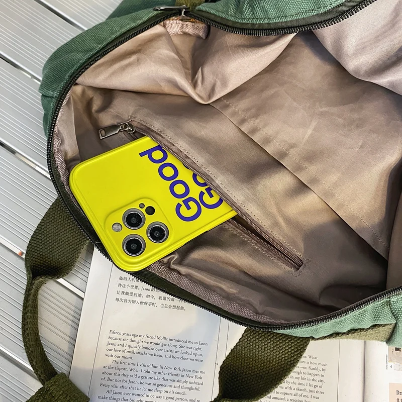 Вместительные холщовые рюкзаки из 100% хлопка однотонные сумки для отдыха или