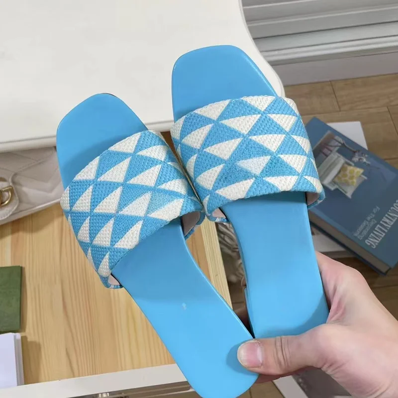 2023 New Triangle Print Flying Weaving Women's Slippers~Retro Women's Shoes Summer