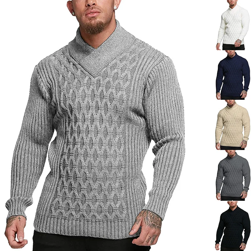 

2023 Spring Sweater Mens Solid Color Long Sleeve Knitwear New Mens Sweater