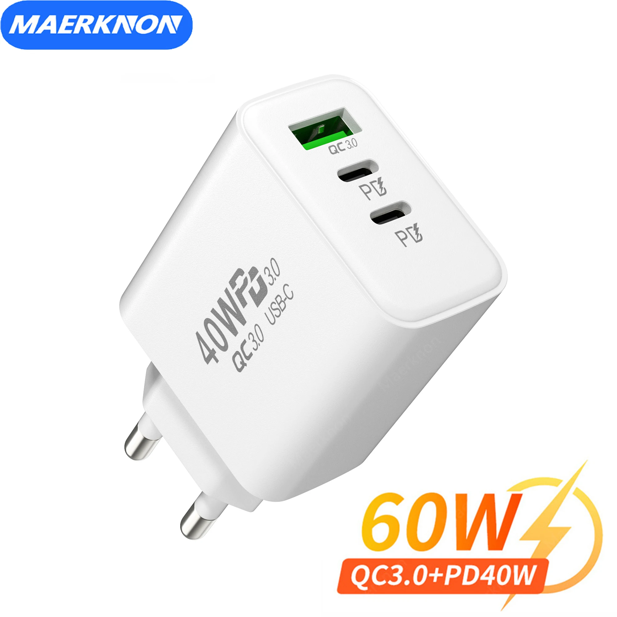 

USB C Charger Quick Charge3.0 Dual PD 40W Fast Charging Charger Type C Wall Adapter Plug for iPhone Samsung Xiaomi Phone Charger