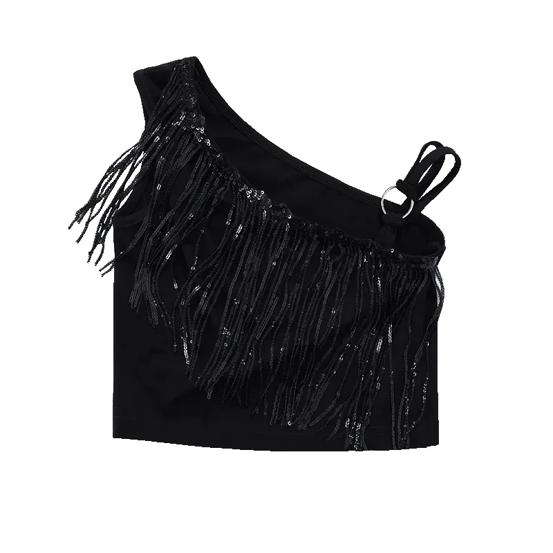 Детский укороченный топ с блестками и кисточками в стиле хип-хоп
