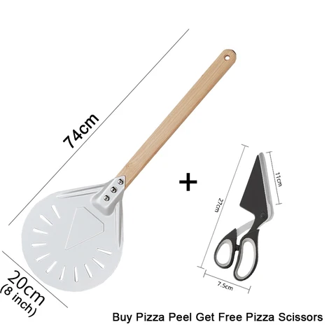 SHANGPEIXUAN 7/ 8/ 9 дюймов перфорированная вращающаяся лопатка для пиццы, алюминиевая деревянная ручка для пиццы, ножницы для пиццы бесплатно