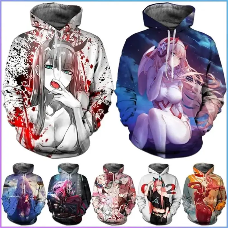 

DARLING in the FRANXX Zero Two Anime Hoodie Men Clothing 3D Printed Manga Hiro Hoodies Women Harajuku Fashion y2k Pullover Hoody