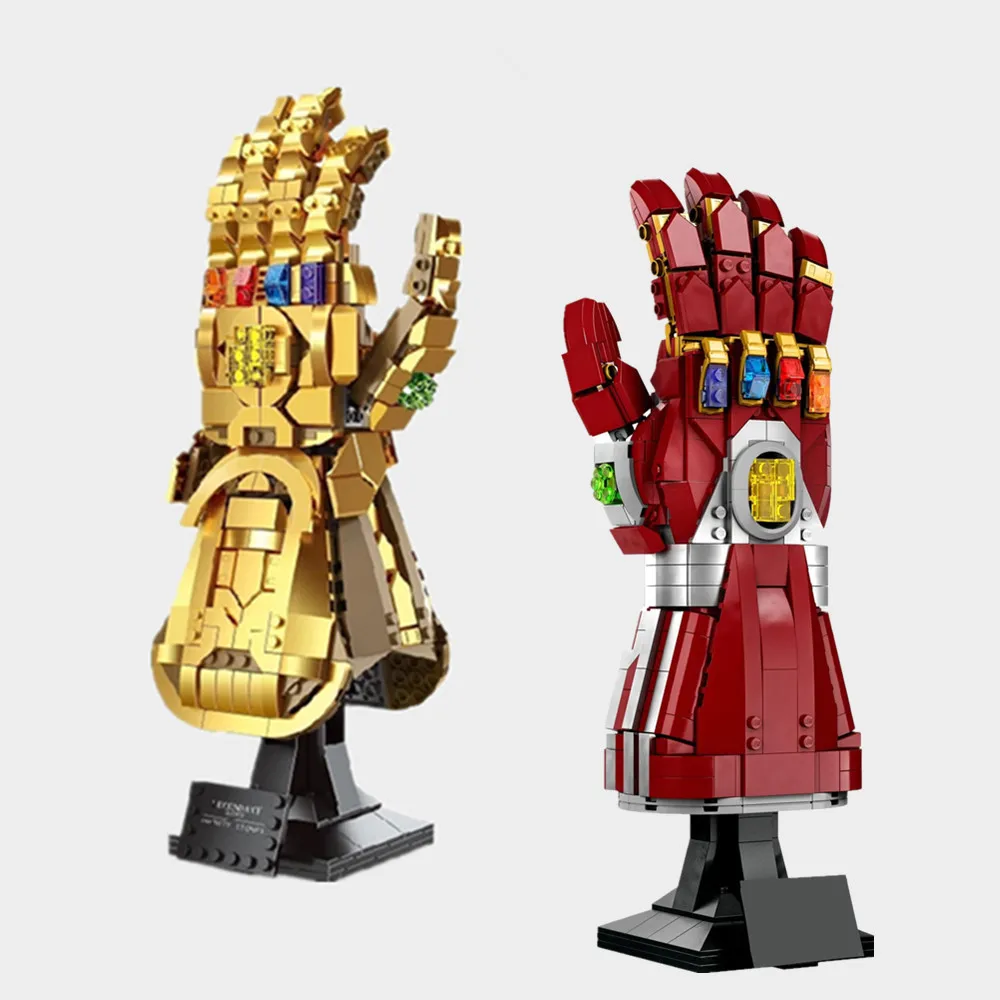 

Fit 76223 76191 Disney Marvel Avengers Iron Man Gauntlet Thanos Infinity Gauntlet Glove Toys Model Building Block Brick Boy