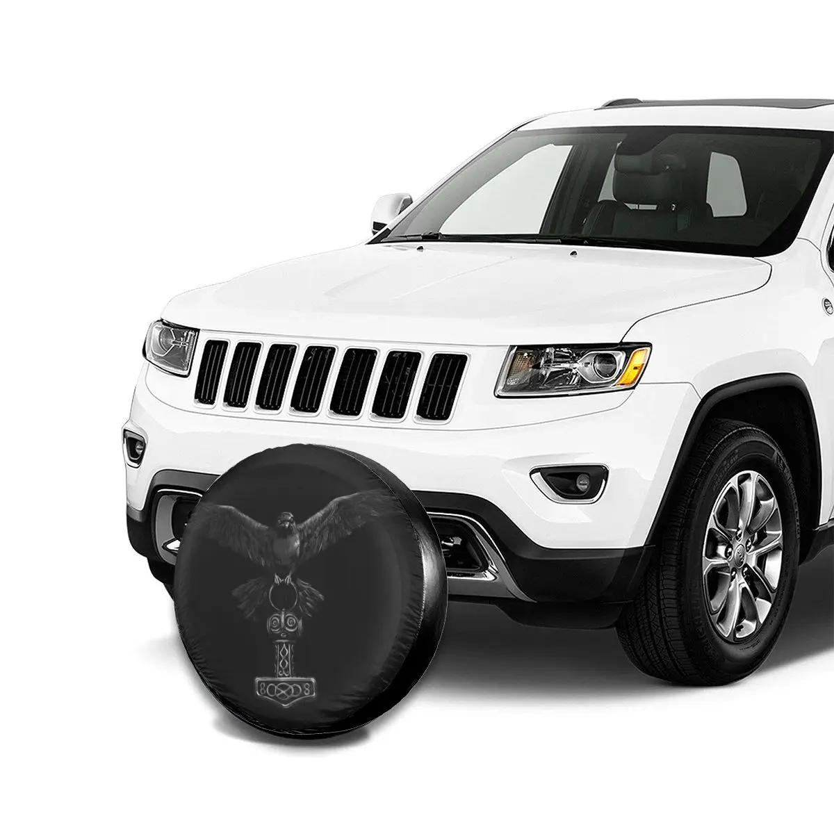 Автомобильные колпачки Vikings с вороном Одина со стандартным молотом для Jeep Pajero Norse