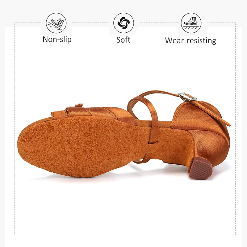 New Styles Girl's Ballroom Dance Shoes Latin Shoes for Women Children 4 CM Low Heels Practice Dancing Shoes Salsa Tango Sandals