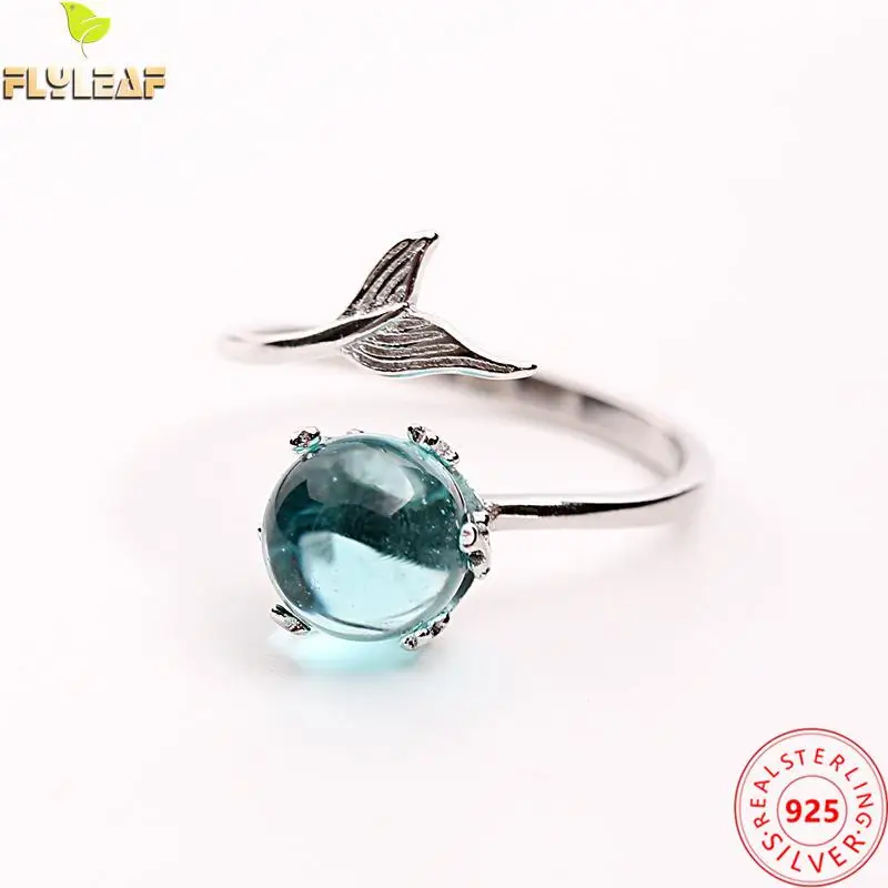 

Real Real 925 Sterling Silver Jewelry Mermaid Bubble Open Rings For Women Original Design Luxury Femme Popularity Accessories