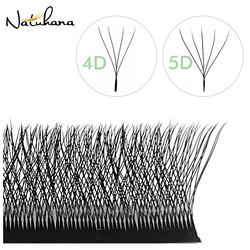 NATUHANA W-shaped 4D 5D Premade Volume Fan Lashes 0.07mm C/D Curl Lndividual Lashes Natural Soft False Eyelashes for Makeup