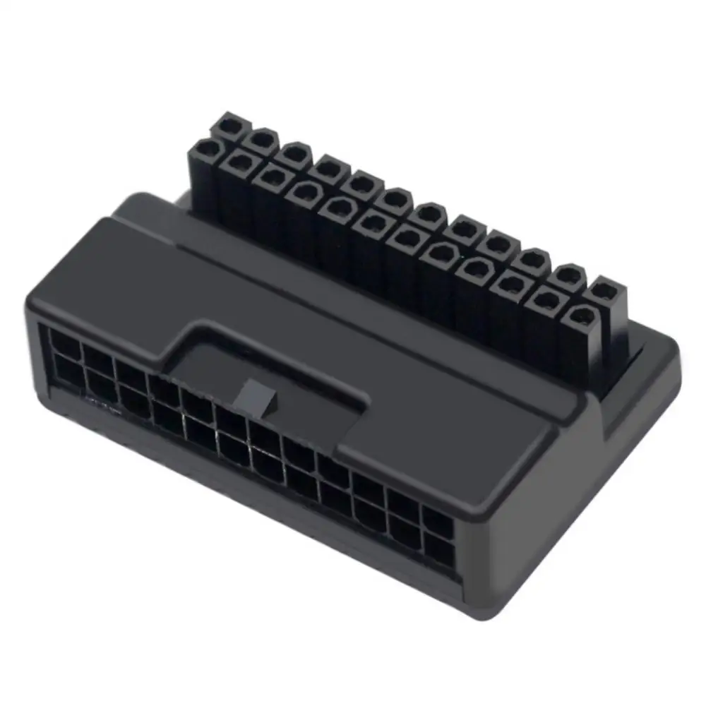 

1pc Black Steering Head Supply 24pin To 90 Degree Connector Adapter Wiring Computer Motherboard Plug Adapter Atx Power Connector