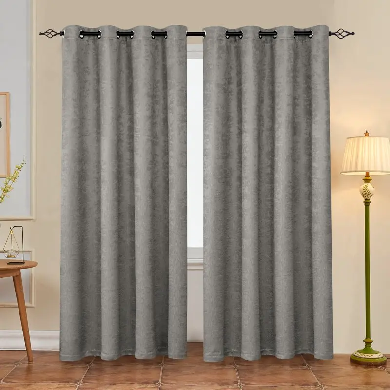 

Blackout Curtains Embossed Window Drapes 2-Panel Gormmet Curtain ( Light Grey, 53"x 84" )