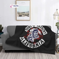 soa sons of anarchy blankets the death fear the reaper fuzzy throw blankets home couch decoration soft warm bedspreads