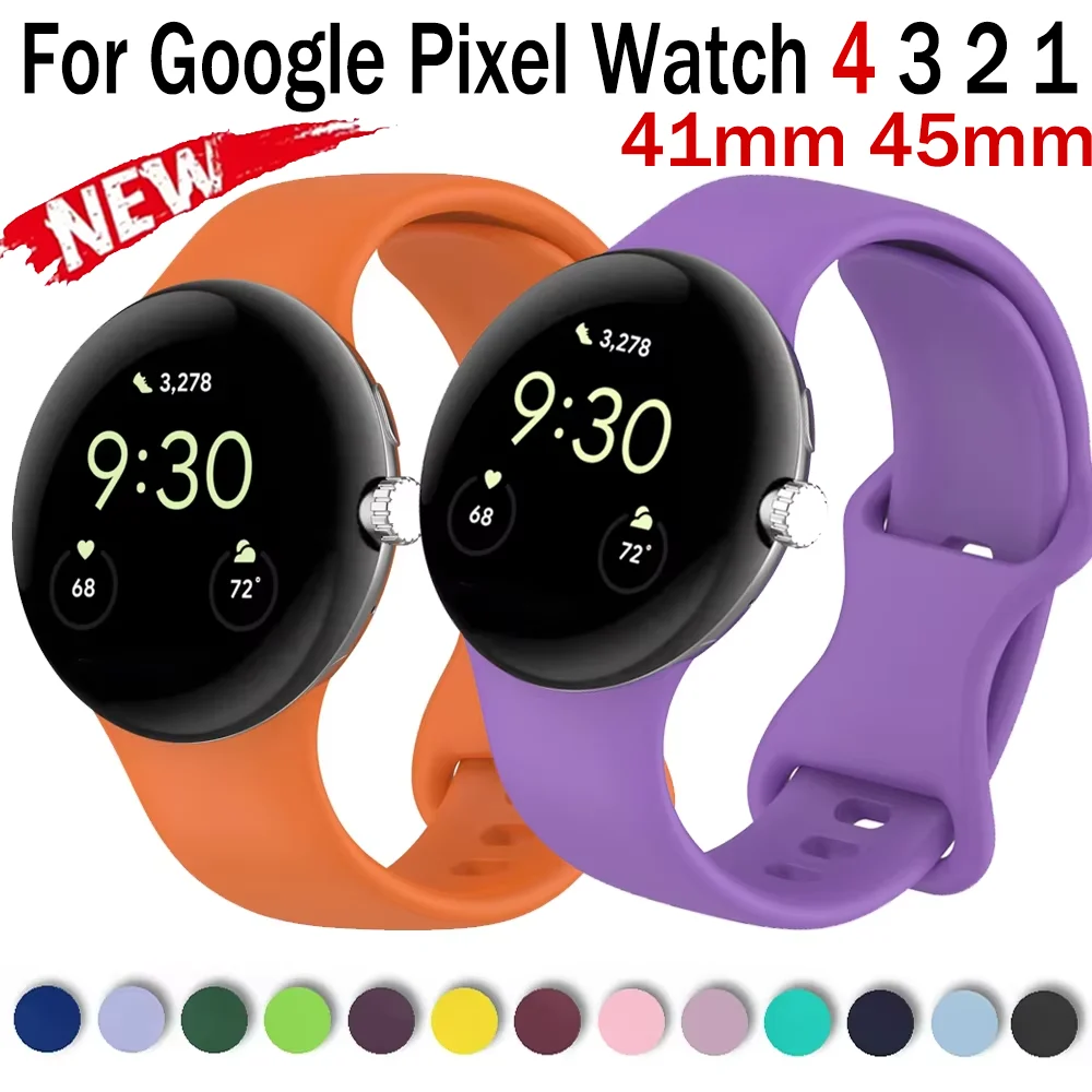 Фото Силиконовый ремешок для Google Pixel Watch 4/3 (45 мм, 41 мм), водонепроницаемый браслет для смарт-часов Google Pixel Watch 4/3/2/1 №1